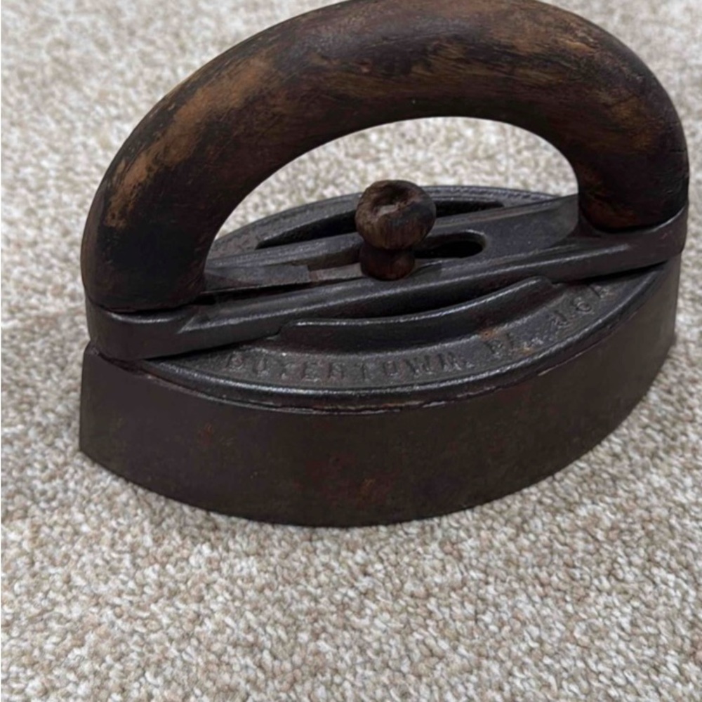 Vintage Sad Iron with Wooden Handle Accessory